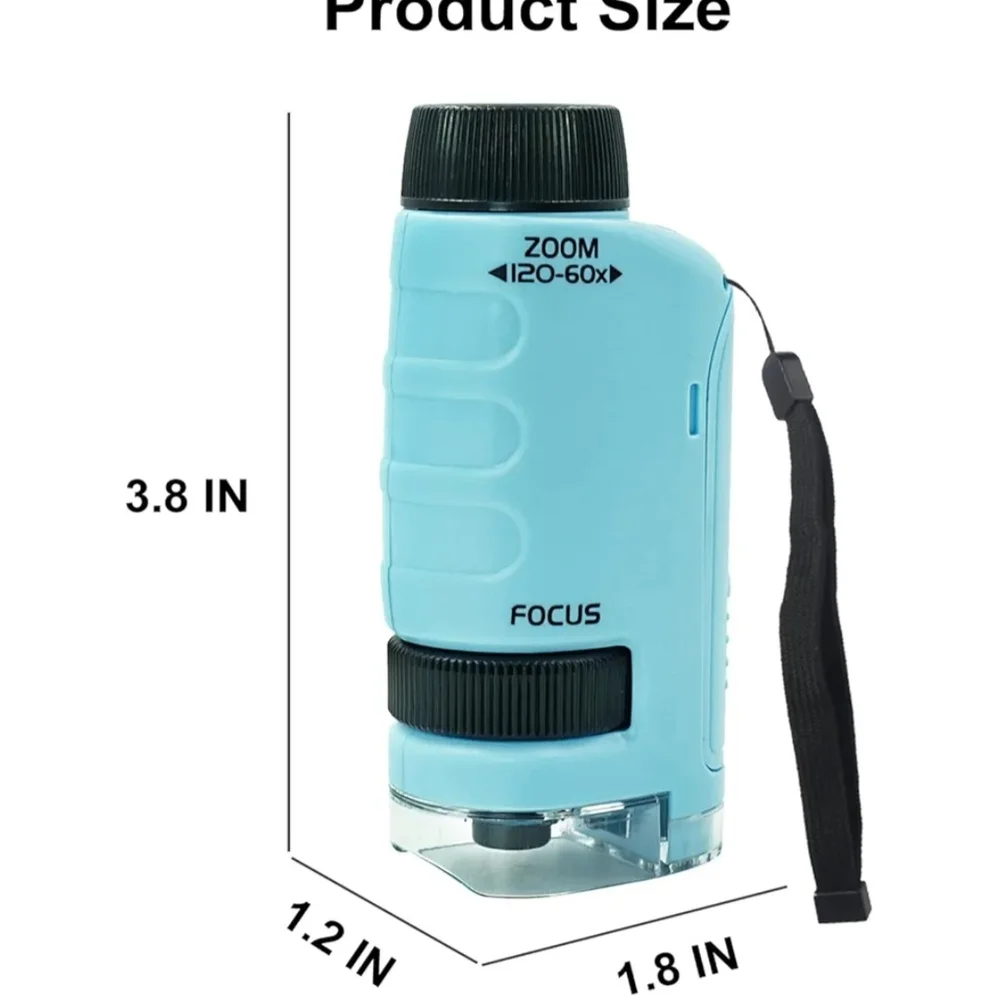 Blue Portable Zoom Microscope 120-60x